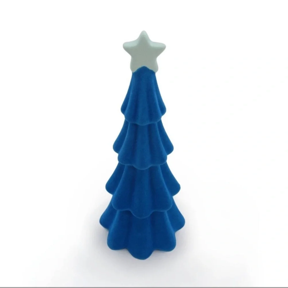 New! Target Bullseye Blue Flocked Ceramic Tiered Christmas Tree